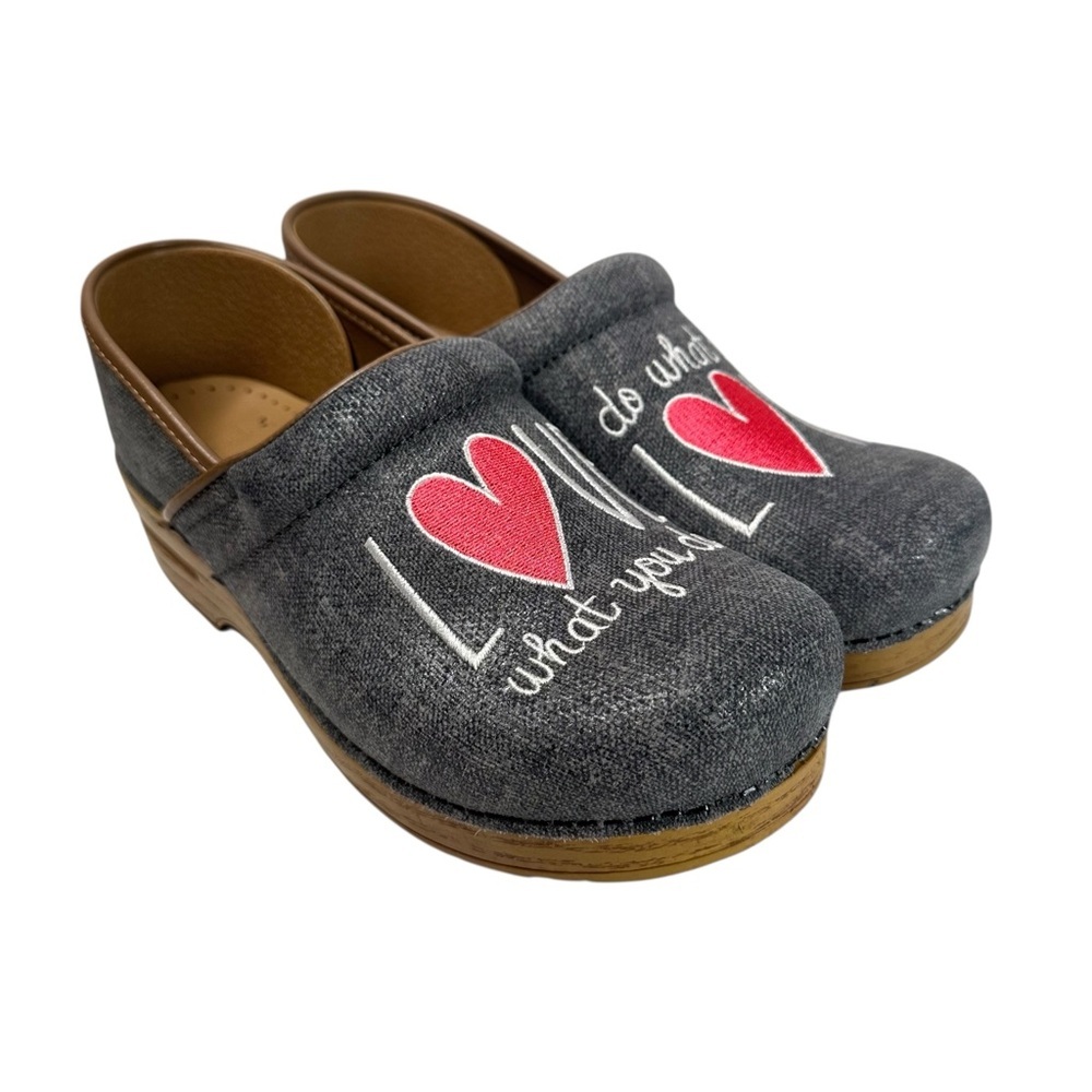 Dansko Twin Pro Graphic Clogs EU 41 10 Gray Do What You Love Work Shoes